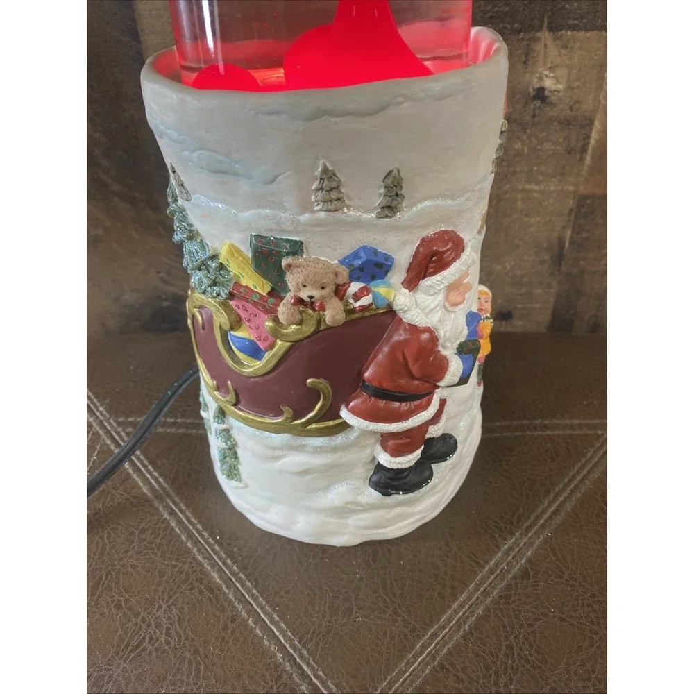 Vintage 1990s Creative Motion Christmas Lava Lamp Snowman & Santa Claus‎ Scene